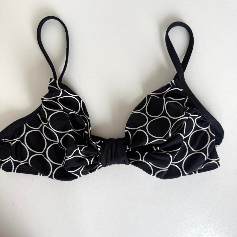 LA BLANCA‎ Bikini Top Black White Geo Print Underwire Adjustable Swimwear Sz 6